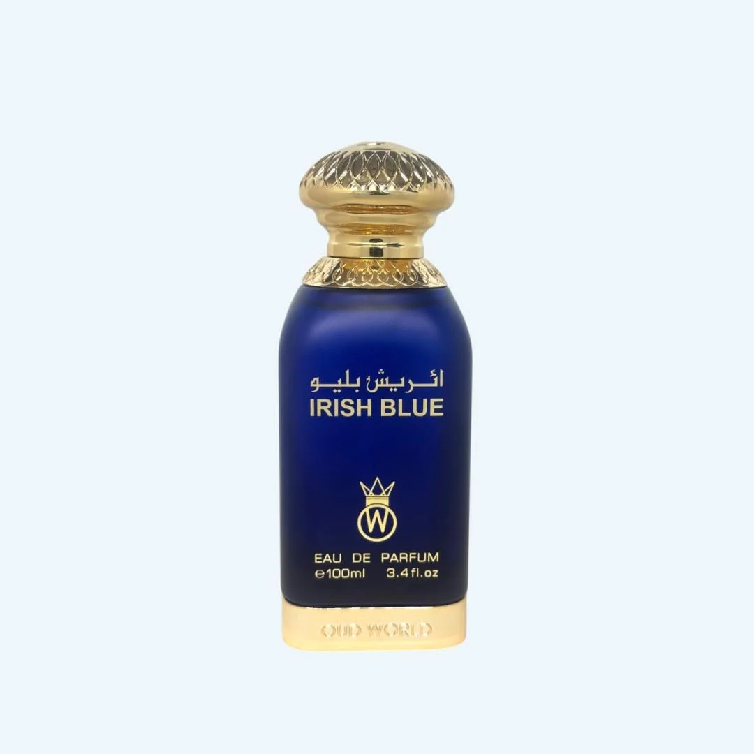 ادکلن عود ورلد آیریش بلو - عطری تازه، تند، مرکباتی، چوبی و آروماتیک با رایحه اسطوخودوس، عنبر، نعناع هندی، ترنج کالابریایی و نت های گرم مشک برای انرژی بخشی و ظرافت در تمام طول روز 100 میلی لیتر