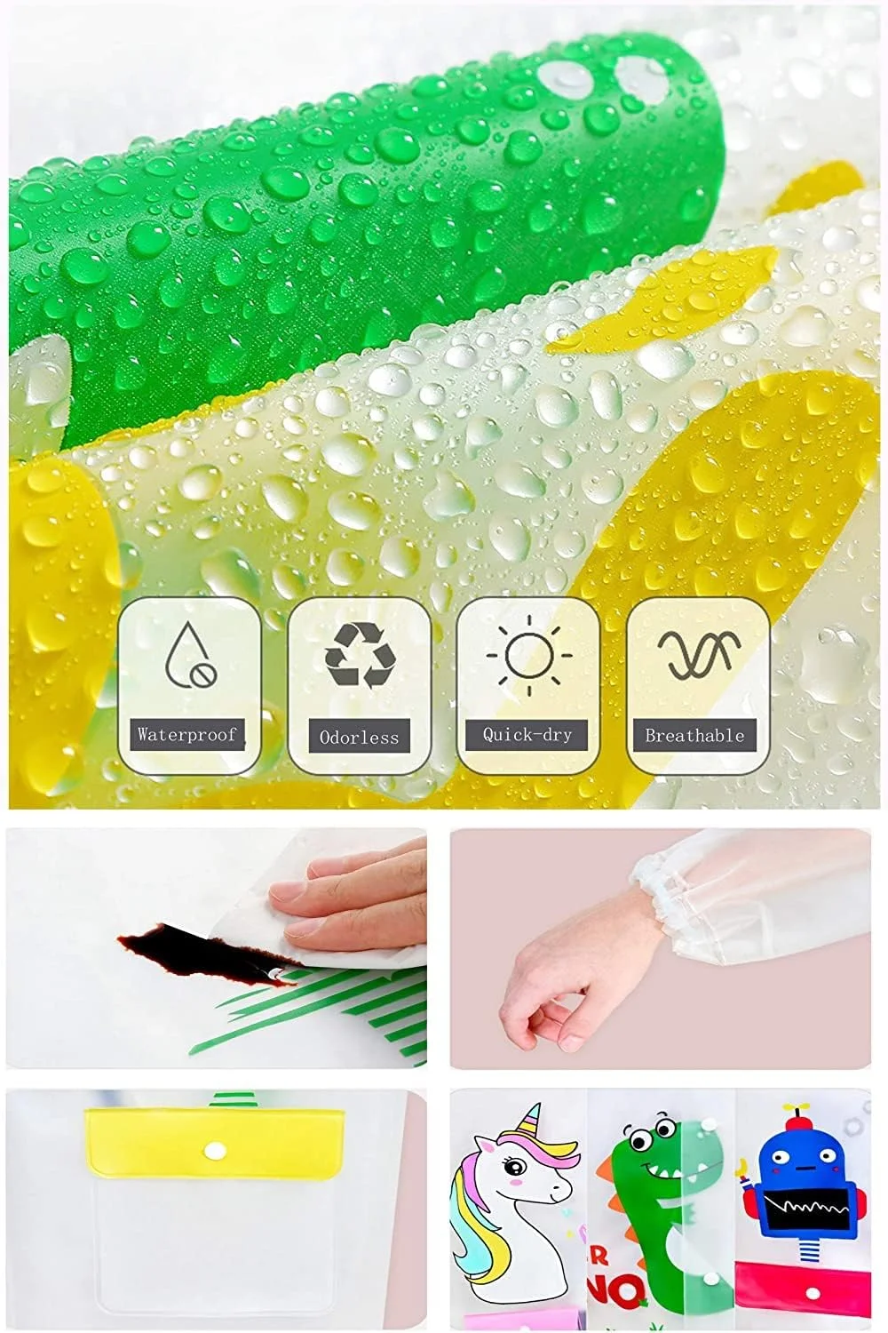 پانچو بارانی کلاه دار پسرانه دخترانه ELECDON، بارانی بادوام و قابل استفاده مجدد برای کودکان، لباس بارانی دانش آموزان مهد کودک، بارانی کارتونی شفاف EVA