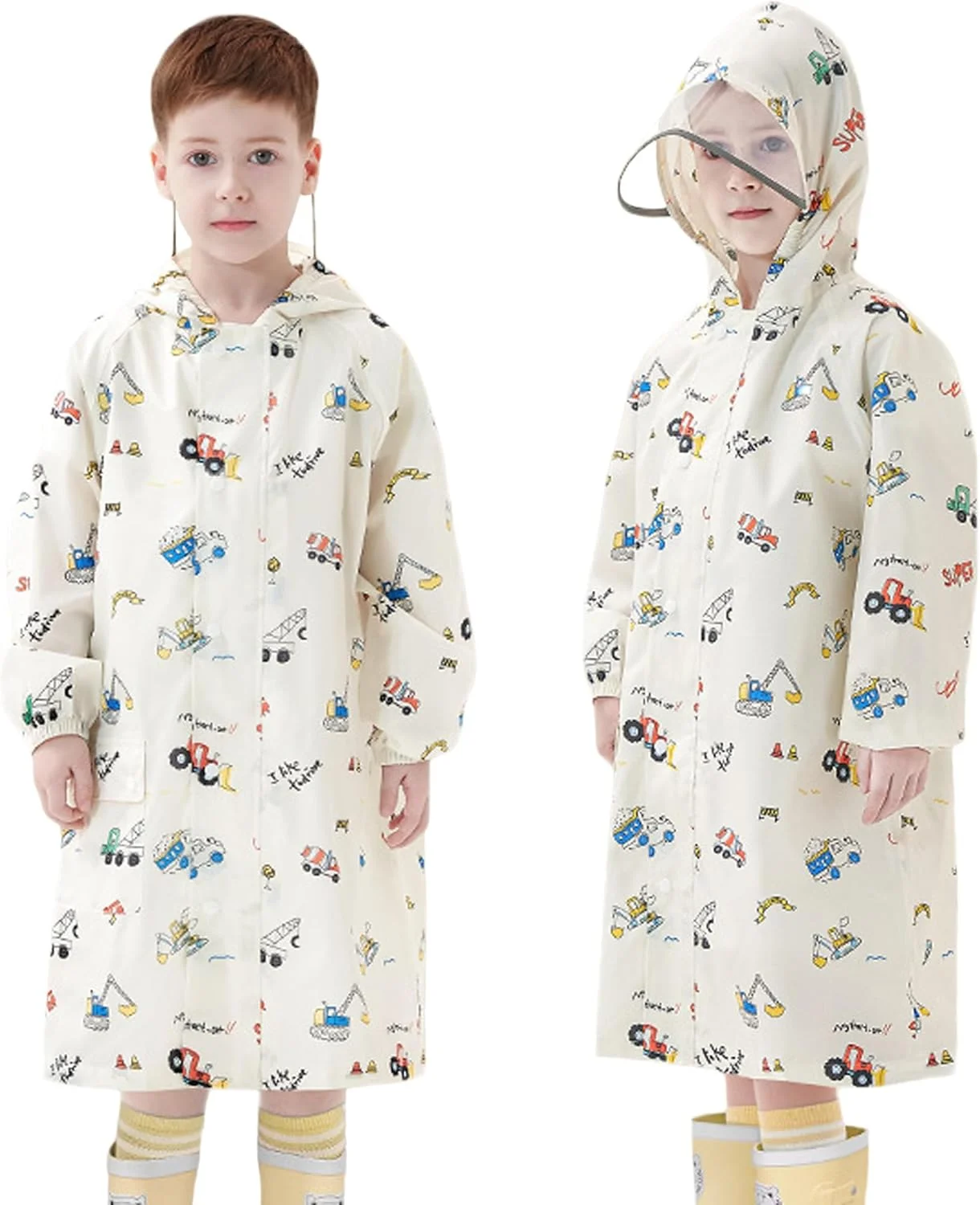 بارانی کودکانه Fewlby، پانچو بارانی پسرانه دخترانه، ژاکت بارانی سبک وزن ضد آب بچه گانه، لباس بارانی بچه گانه سایز S-2XL