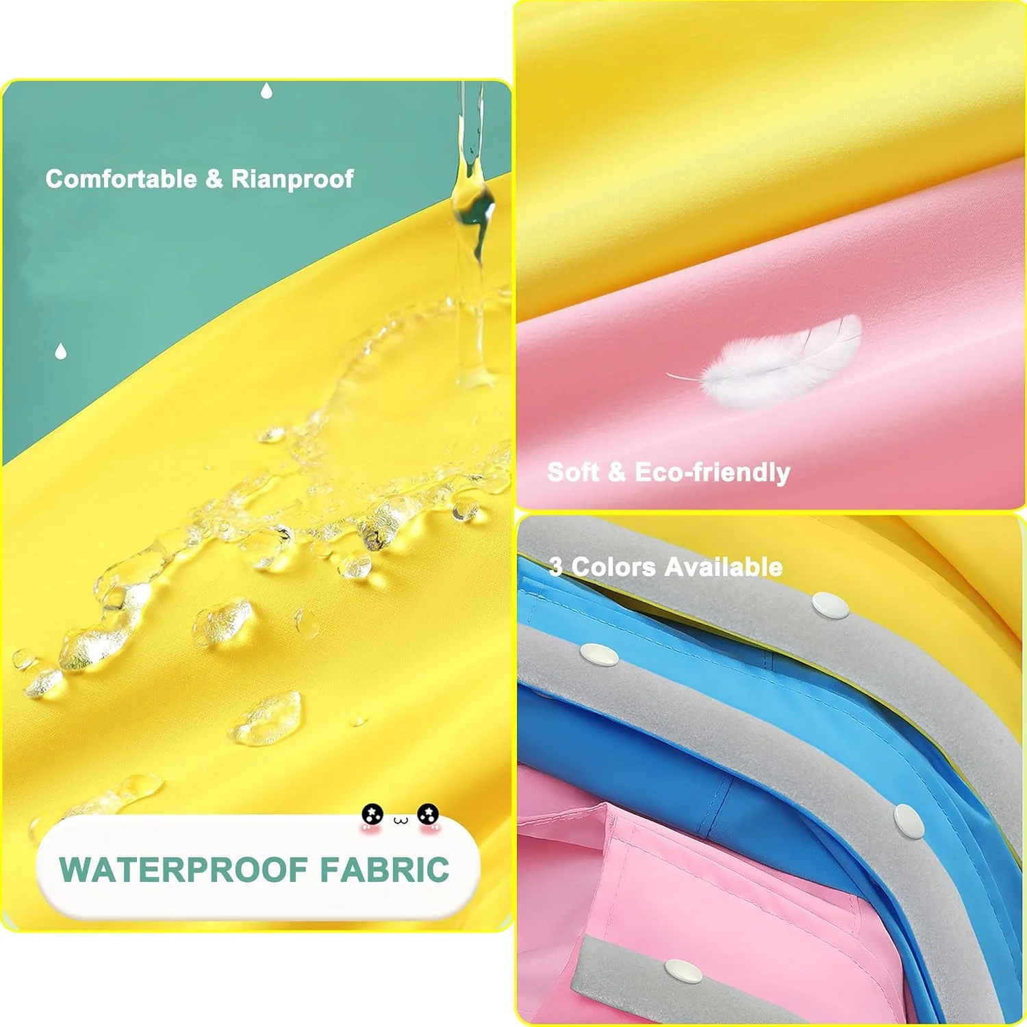 لباس بارانی کودکانه Fewlby برای پسران و دختران، ضد آب، کت بارانی و سرهمی بچه گانه، سایز S-XL