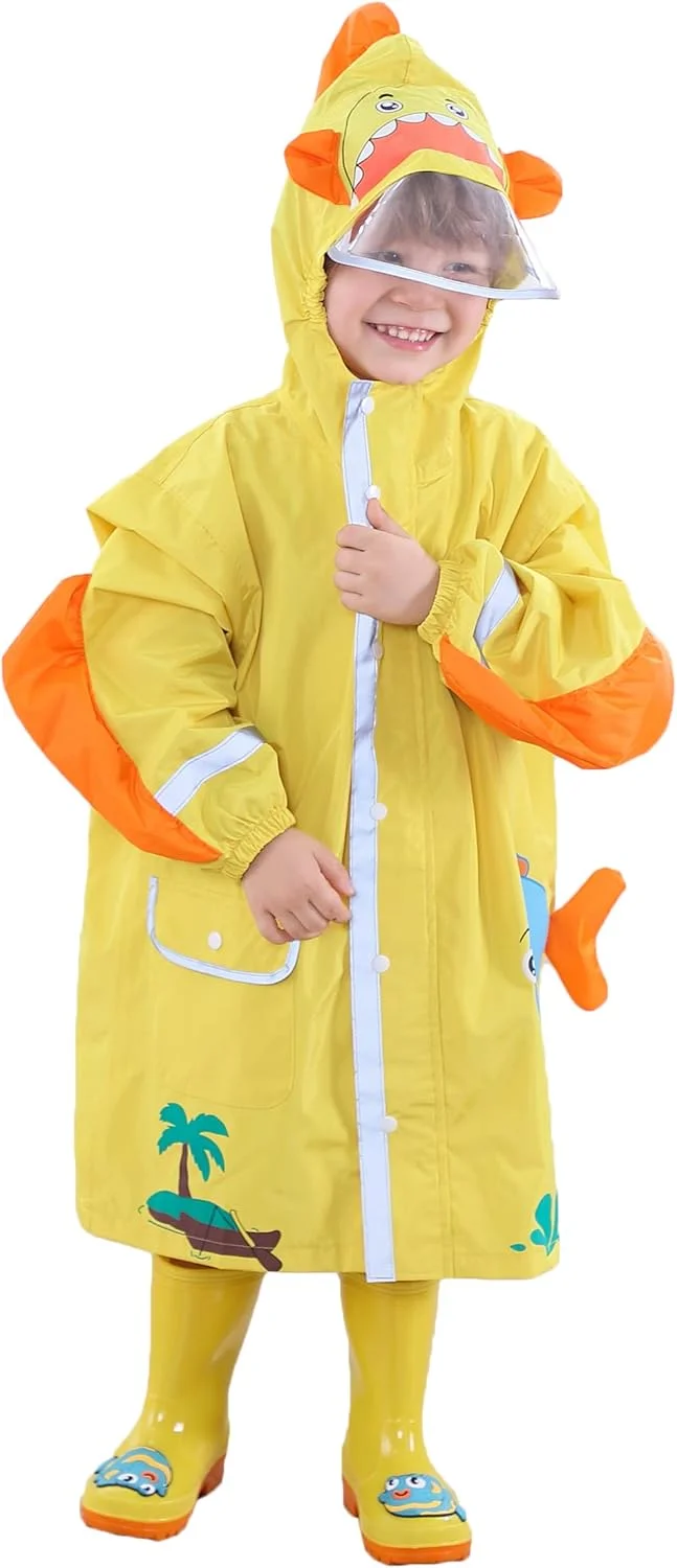 لباس بارانی کودکانه پسرانه دخترانه بارانی پانچو هودی ضد آب کارتونی زیبا ژاکت بارانی بچه گانه 2-10 سال سایز S-L