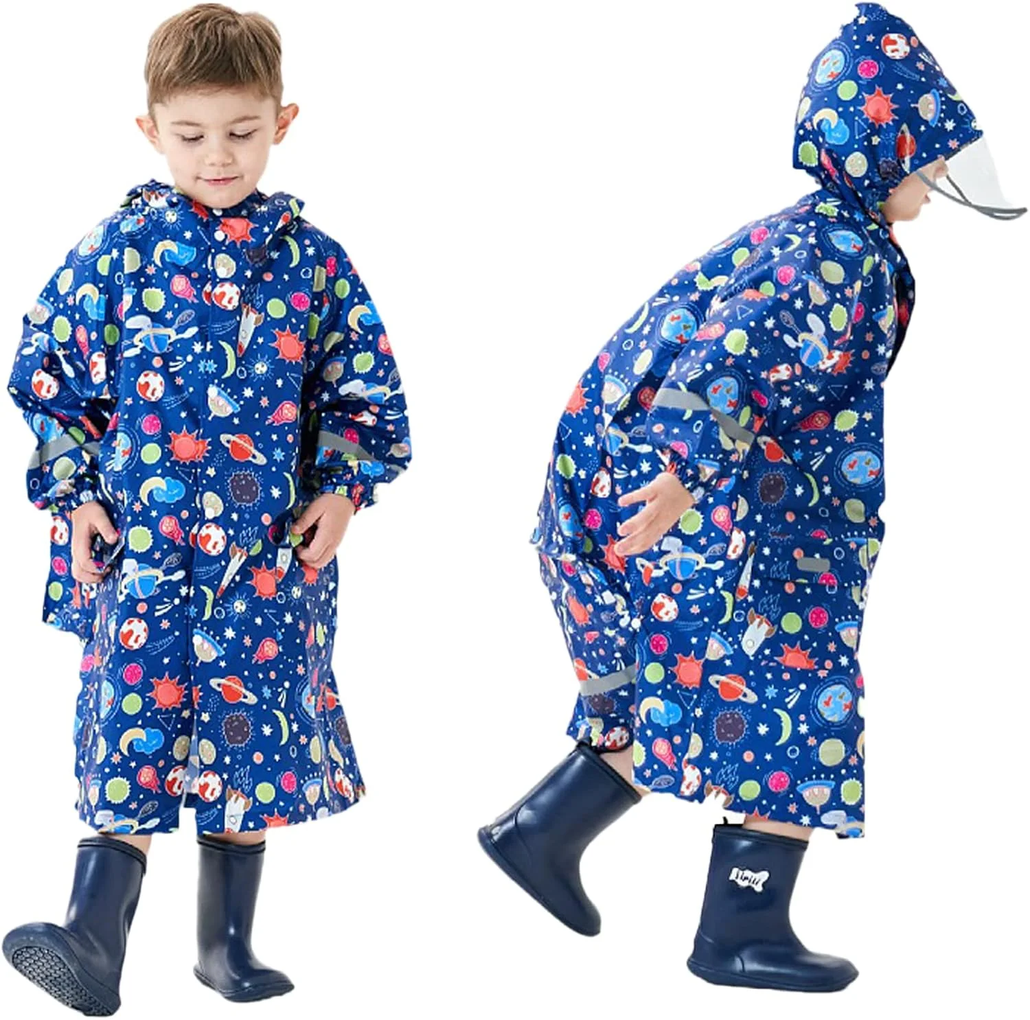 بارانی بچگانه Fewlby مناسب دختران و پسران، طرح کارتونی، لباس بارانی ضد آب کودکان، ژاکت بارانی پانچو 4-16 سال