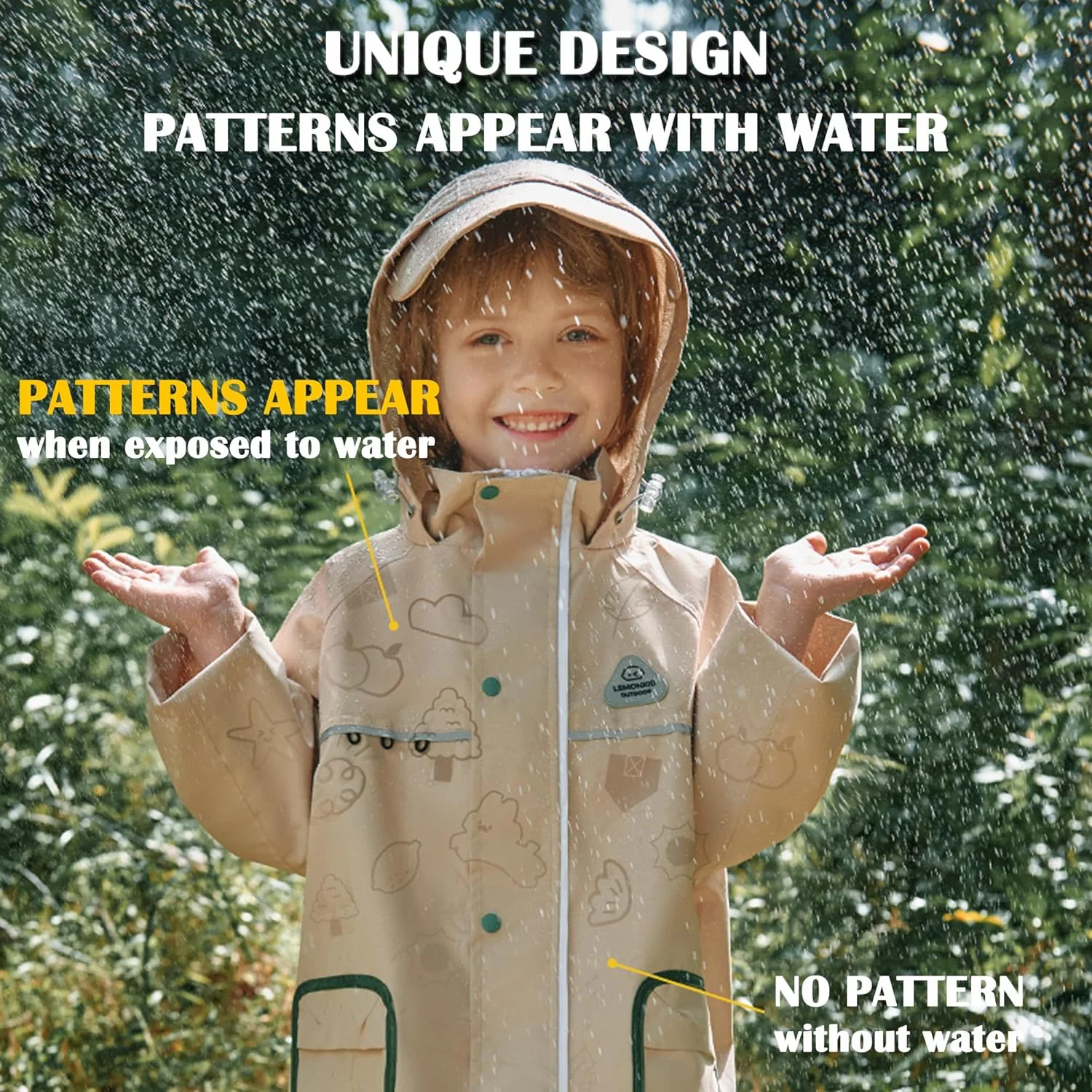 بارانی Fewlby، پانچو بارانی بچگانه، ژاکت بارانی دخترانه پسرانه، پانچو ضد آب کودک نوپا، لباس بارانی تغییر رنگ جادویی 4-12 سال
