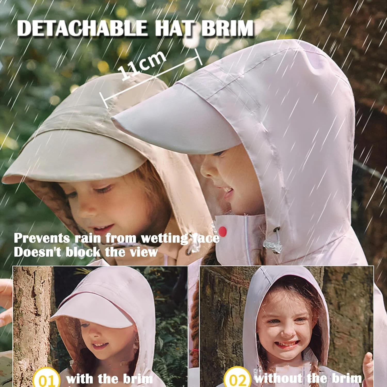 بارانی Fewlby، پانچو بارانی بچگانه، ژاکت بارانی دخترانه پسرانه، پانچو ضد آب کودک نوپا، لباس بارانی تغییر رنگ جادویی 4-12 سال