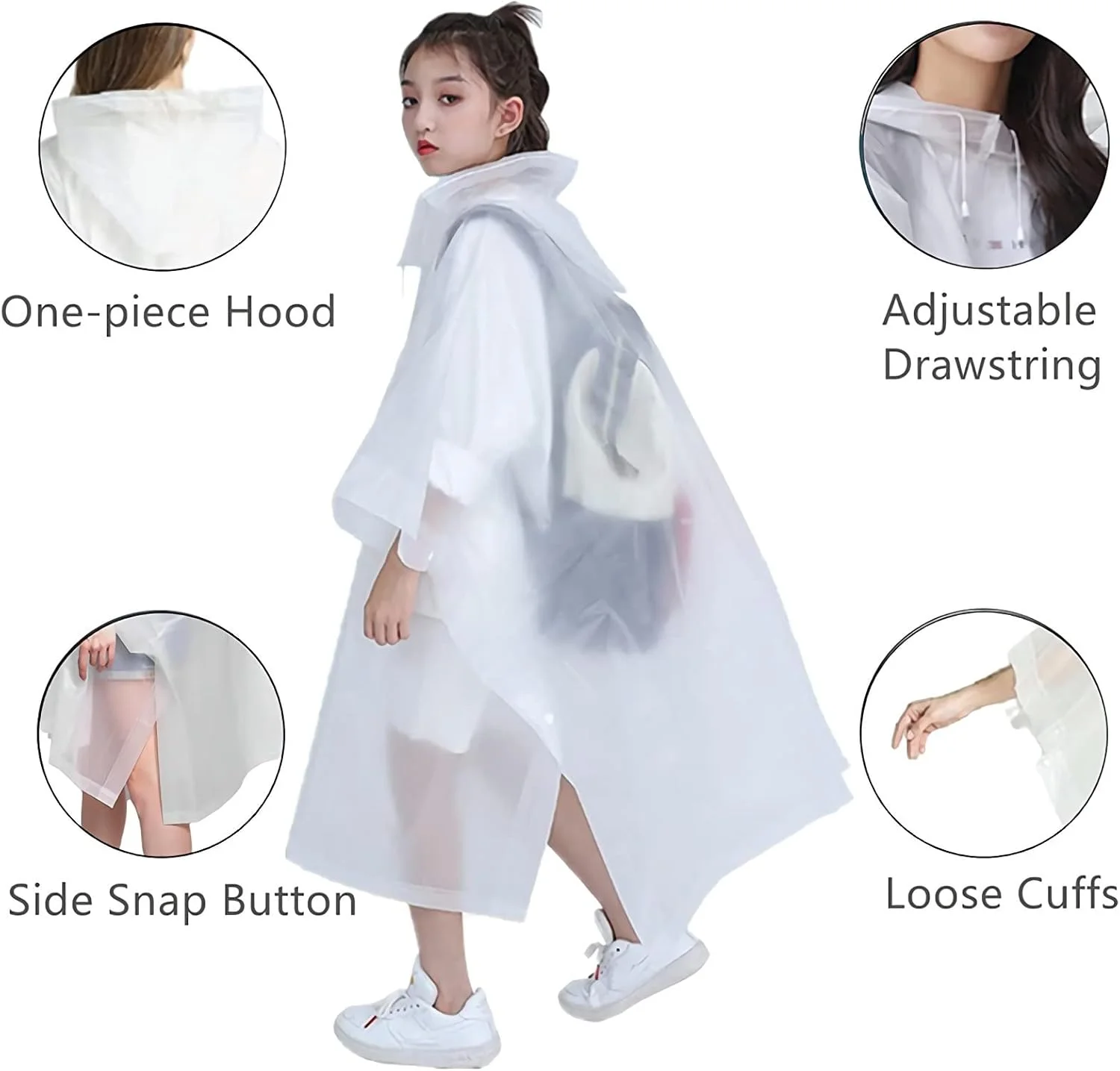 پانچو بارانی بچگانه، [بسته 2 عددی] بارانی EVA بچگانه، کت بارانی قابل استفاده مجدد برای کودکان، پسران و دختران 6 تا 13 ساله