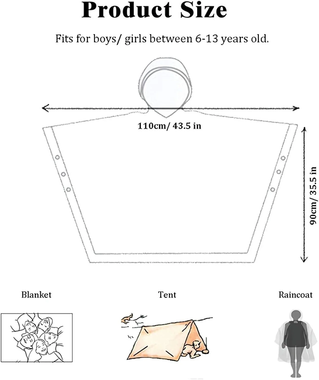 پانچو بارانی بچگانه، [بسته 2 عددی] بارانی EVA بچگانه، کت بارانی قابل استفاده مجدد برای کودکان، پسران و دختران 6 تا 13 ساله