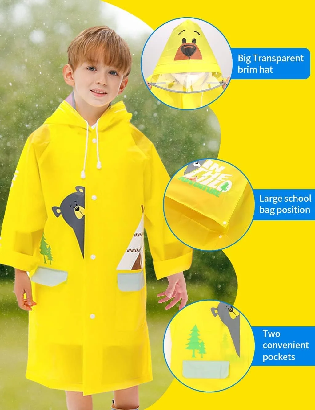 پانچو بارانی کودکانه KASTWAVE، بارانی بچگانه، بارانی دخترانه پسرانه کودکانه، ژاکت پانچو بارانی قابل استفاده مجدد، ژاکت ضد آب کلاه دار لباس بارانی کودک نوپا پانچو بارانی کودکانه KASTWAVE، بارانی بچگانه، بارانی دخترانه پسرانه کودکانه، ژاکت پانچو بارانی قابل استفاده مجدد، ژاکت ضد آب کلاه دار لباس بارانی کودک نوپا