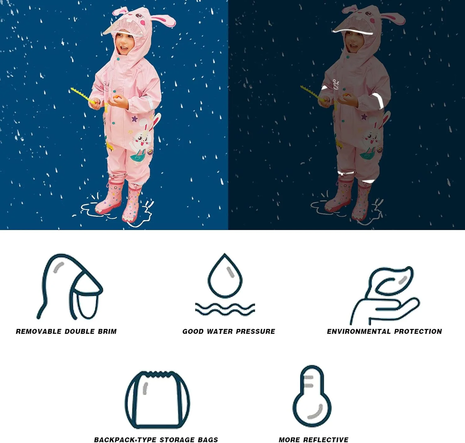 لباس بارانی یکسره بچگانه جینبی، مناسب پسران و دختران، ضد آب، کلاه دار، سبک وزن، طرح سه بعدی زیبا، لباس بارانی تنفسی، پانچو، کلاه شفاف، نوارهای بازتابنده، مناسب 1 تا 8 سال لباس بارانی یکسره بچگانه جینبی، مناسب پسران و دختران، ضد آب، کلاه دار، سبک وزن، طرح سه بعدی زیبا، لباس بارانی تنفسی، پانچو، کلاه شفاف، نوارهای بازتابنده، مناسب 1 تا 8 سال