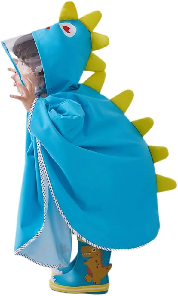 پانچو بارانی ضد آب کودکانه، بارانی بچه گانه قابل استفاده مجدد، طرح دایناسور، ژاکت بارانی سبک وزن کارتونی پسرانه دخترانه مناسب 1 تا 7 سال