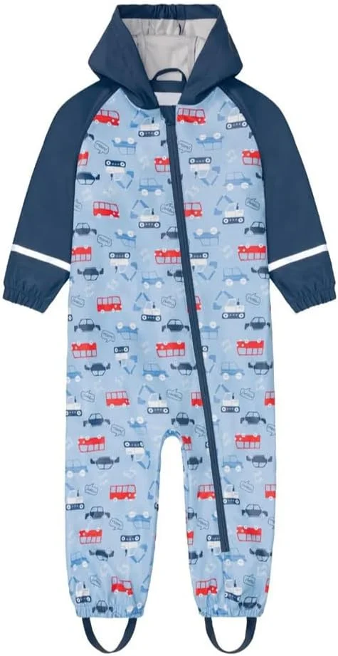 بارانی بچگانه ضد آب پسرانه دخترانه، بارانی سبک وزن ضد باد با نوار بازتابنده، لباس بارانی یکسره، لباس بارانی گودالی، بارانی زیپ دار یونیسکس کودکان