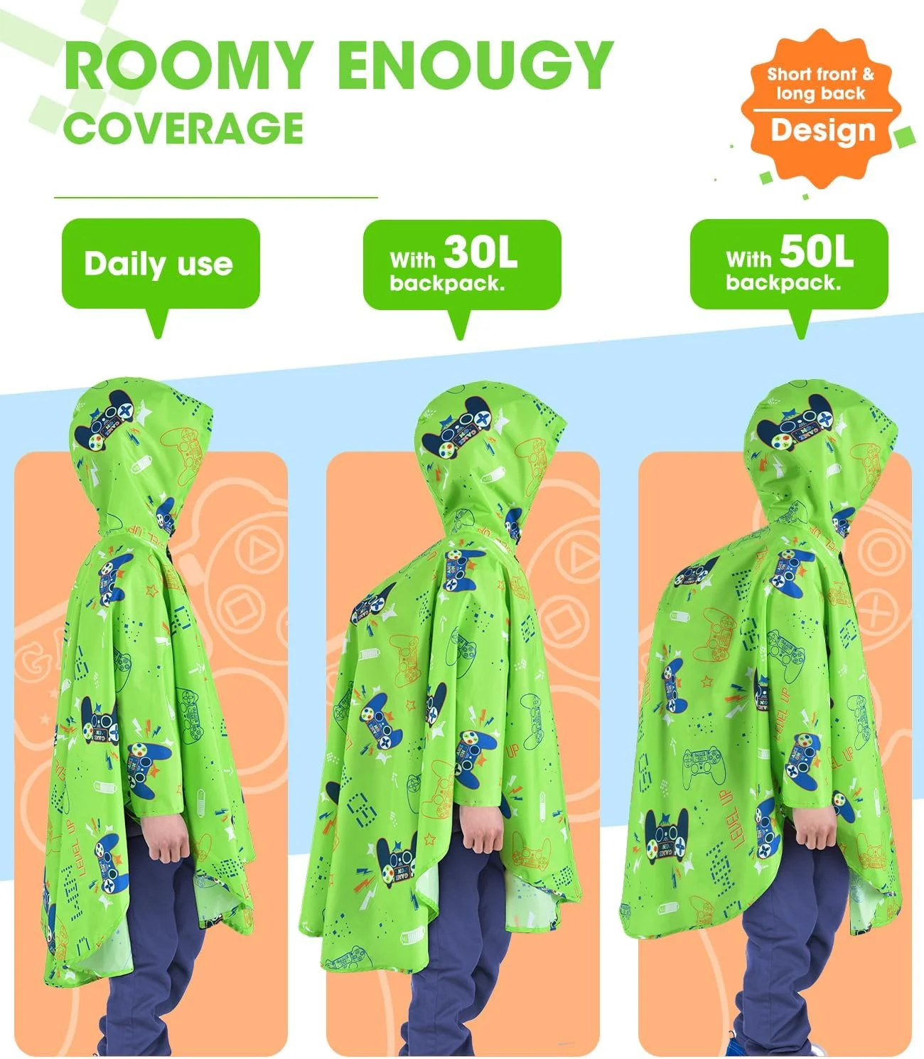 پانچو بارانی بچگانه WAWSAM مدل یونیسکس برای کودکان 1 تا 15 سال