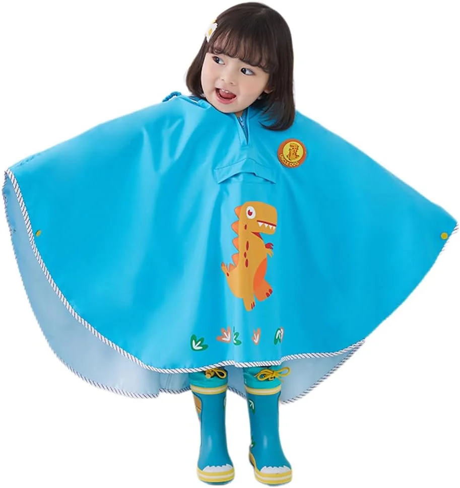 پانچو بارانی ضد آب کودکانه، بارانی بچه گانه قابل استفاده مجدد، طرح دایناسور، ژاکت بارانی سبک وزن کارتونی پسرانه دخترانه مناسب 1 تا 7 سال