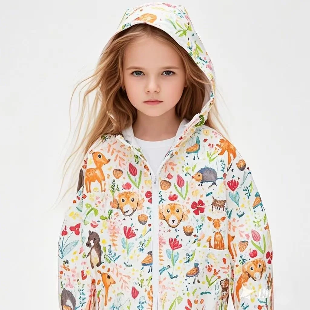 کاپشن بارانی دخترانه TUIJI، بادگیر بچگانه ضد آب با زیپ، سایز 3T 4T سبز (مدل 11,120)