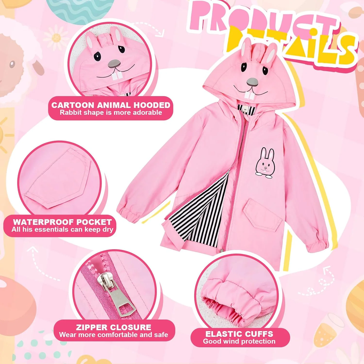 ست بارانی و چکمه بارانی 2 تکه Twistover برای کودکان نوپا، ژاکت زیپ دار کلاه دار کارتونی و کفش بارانی کوتاه برای پسران و دختران کوچک