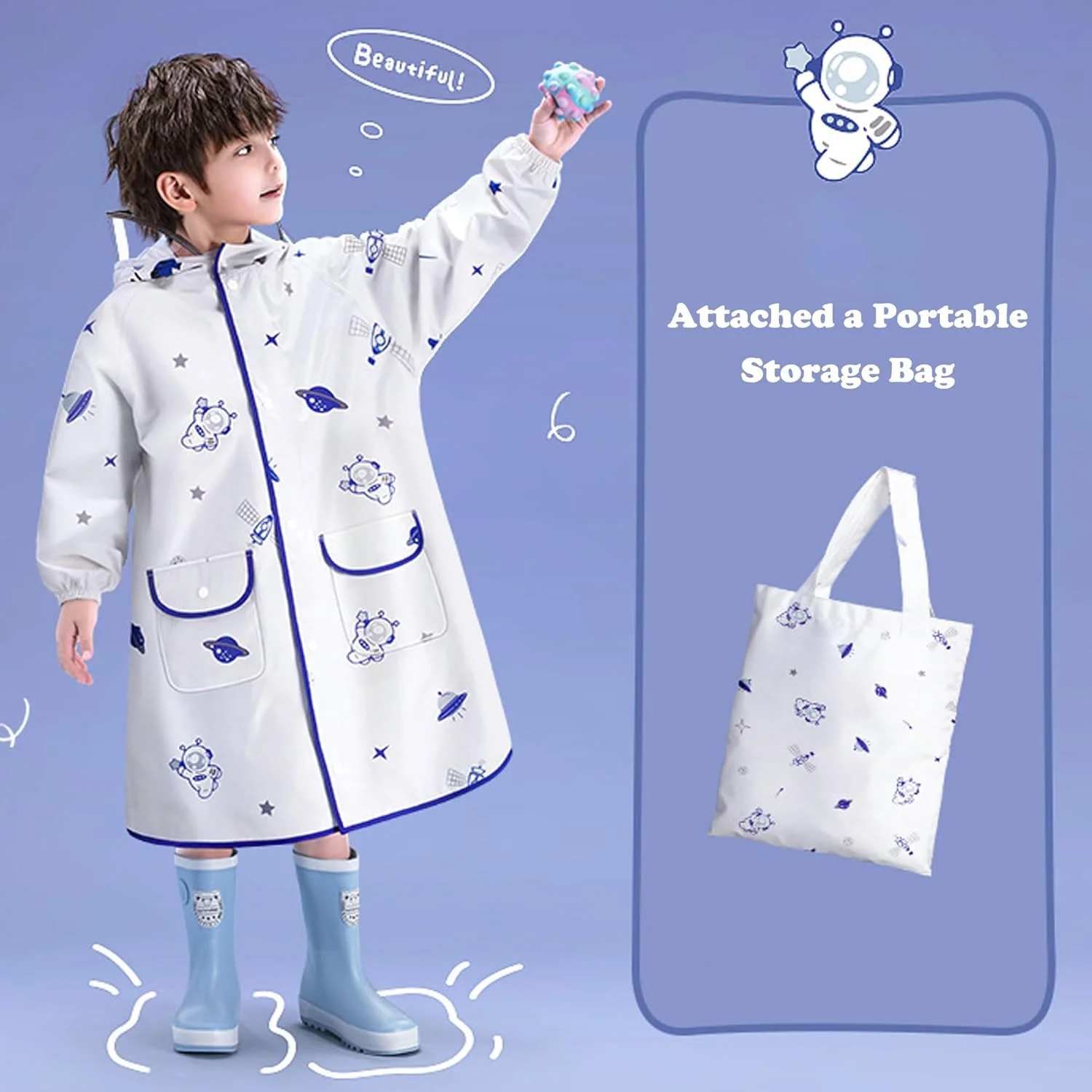 بارانی کودکانه Fewlby برای دختران و پسران، ژاکت بارانی ضد آب، لباس بارانی بچه گانه، پانچو بارانی بچه گانه سایز S-2XL بارانی کودکانه Fewlby برای دختران و پسران، ژاکت بارانی ضد آب، لباس بارانی بچه گانه، پانچو بارانی بچه گانه سایز S-2XL