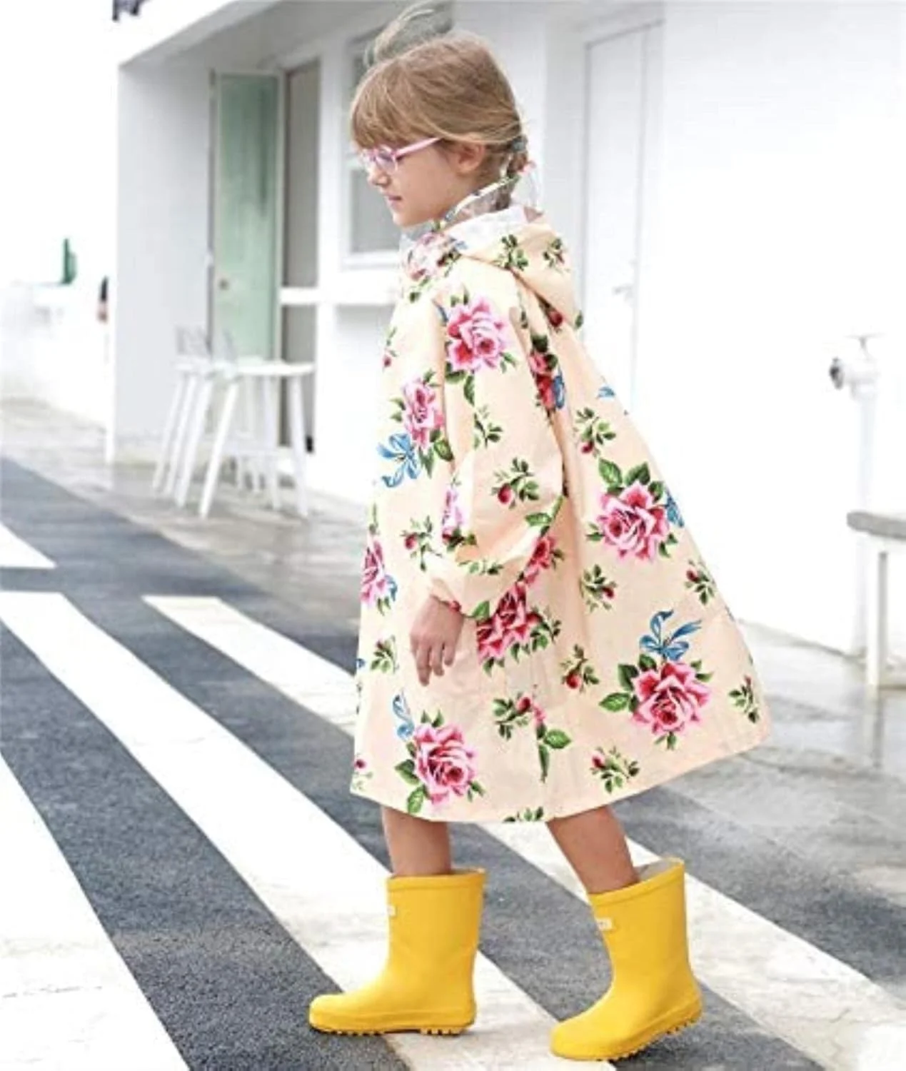 بارانی کودکانه شیک گل بزرگ وی شیانگ، پانچو دخترانه، پانچو ضد آب نوزاد، بارانی بچه گانه، لباس بارانی کودک، ژاکت بارانی نوزاد