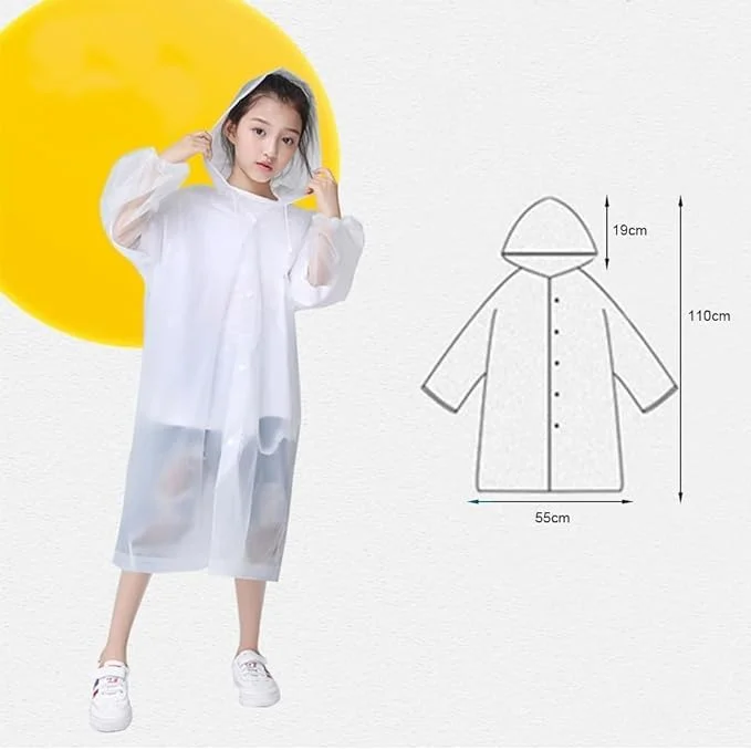 بارانی بچه گانه، پانچو بارانی کلاه دار ضد آب، ژاکت بارانی قابل استفاده مجدد پسرانه دخترانه برای ماهیگیری خانوادگی در فضای باز - 110LX55CM