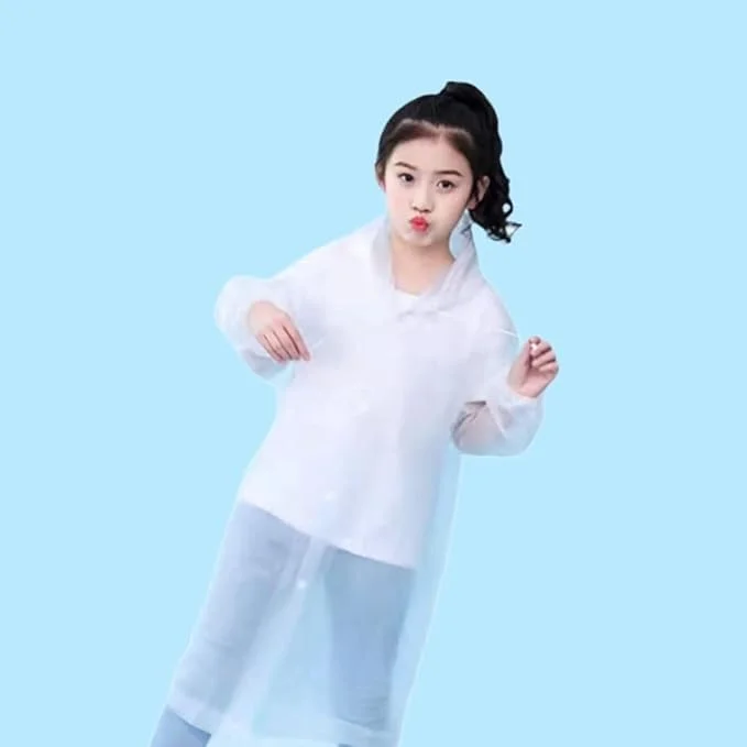 بارانی بچه گانه، پانچو بارانی کلاه دار ضد آب، ژاکت بارانی قابل استفاده مجدد پسرانه دخترانه برای ماهیگیری خانوادگی در فضای باز - 110LX55CM