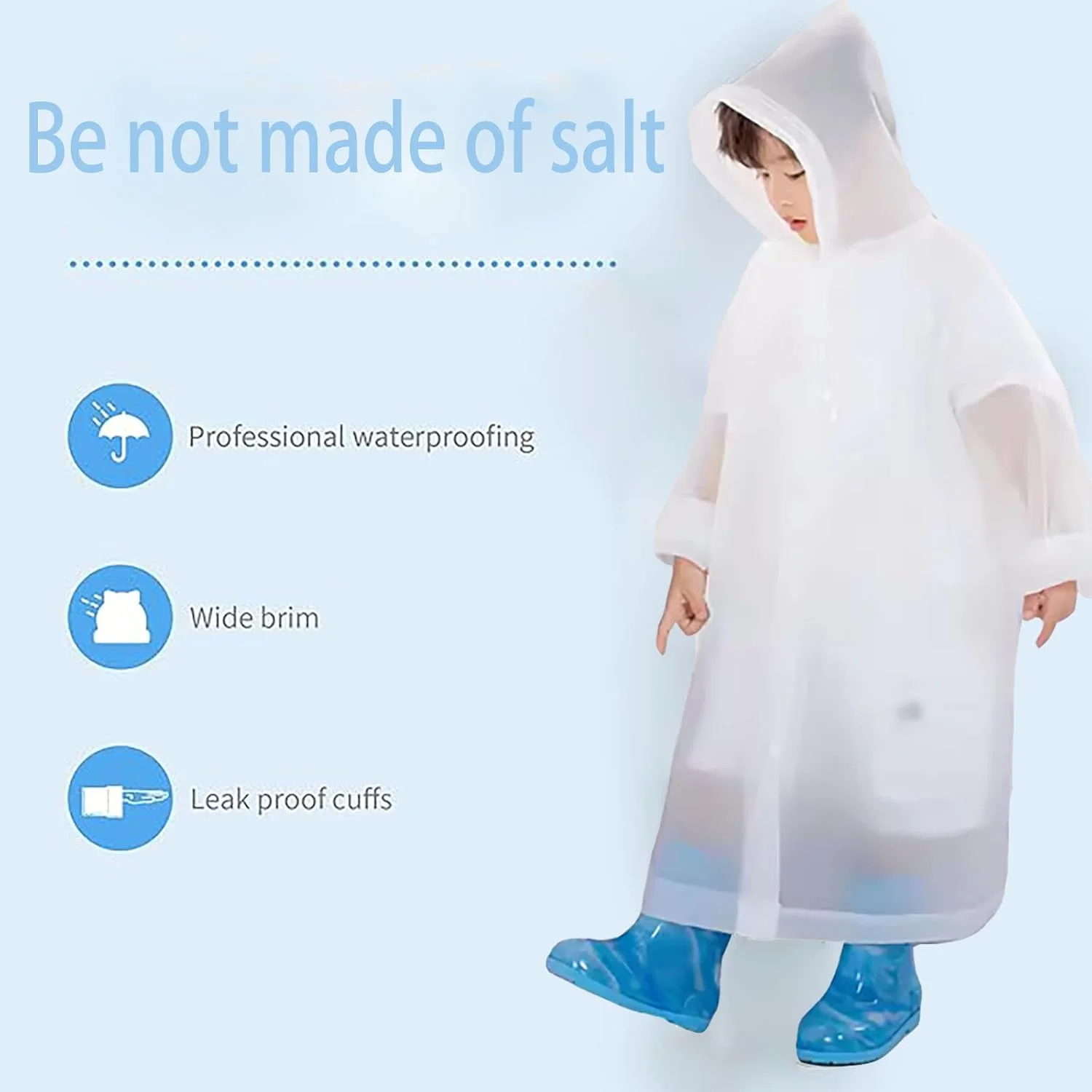 2 عدد پانچو بارانی بزرگسال، پانچو بارانی EVA برای زنان و مردان، ژاکت بارانی قابل استفاده مجدد، بارانی قابل بسته بندی برای ماهیگیری/مسافرت/شرایط اضطراری خانوادگی/بدون PVC با کلاه و آستین کشسان (سفید)