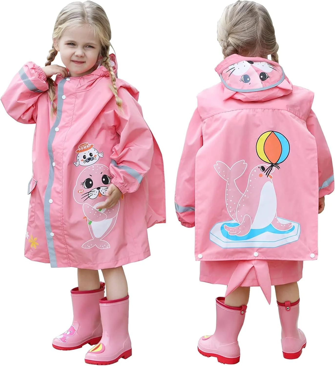 بارانی بچگانه ضد آب، ژاکت بارانی کارتونی کودکان نوپا، بارانی کلاه دار، پانچو بارانی قابل استفاده مجدد
