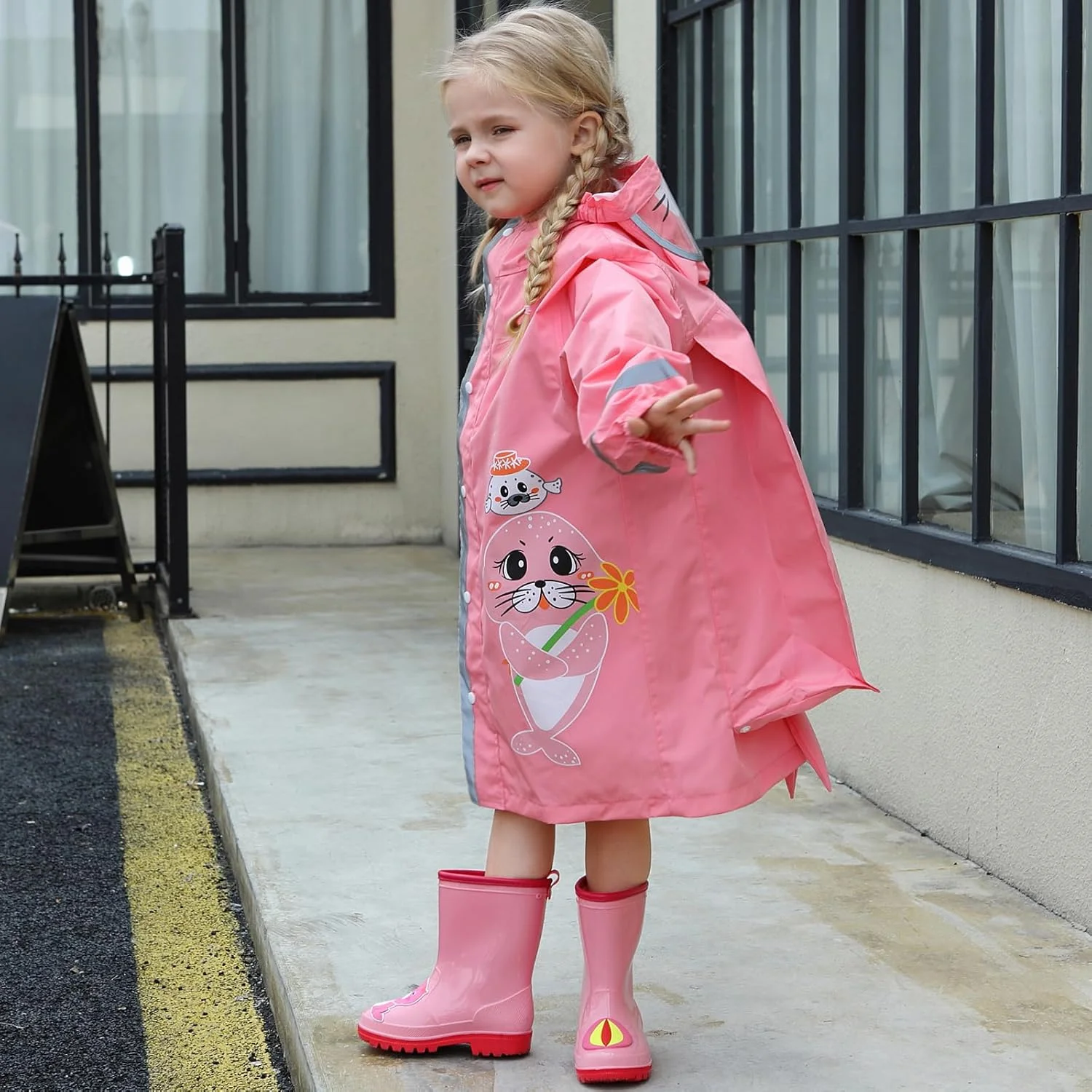 بارانی بچگانه ضد آب، ژاکت بارانی کارتونی کودکان نوپا، بارانی کلاه دار، پانچو بارانی قابل استفاده مجدد