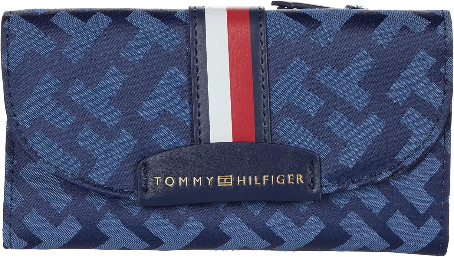 کیف پول زنانه تامی هیلفیگر مدل Cameron II-Large Flap Continental Wallet-TH Bias Woven Jacquard، سرمه ای تامی، سایز One Size، Cameron Ii-large Flap Continental Wallet-th Bias Woven Jacquard