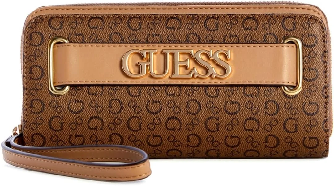 کیف پول زنانه GUESS مدل Logo Belt زیپ دار دور تا دور با بند مچی