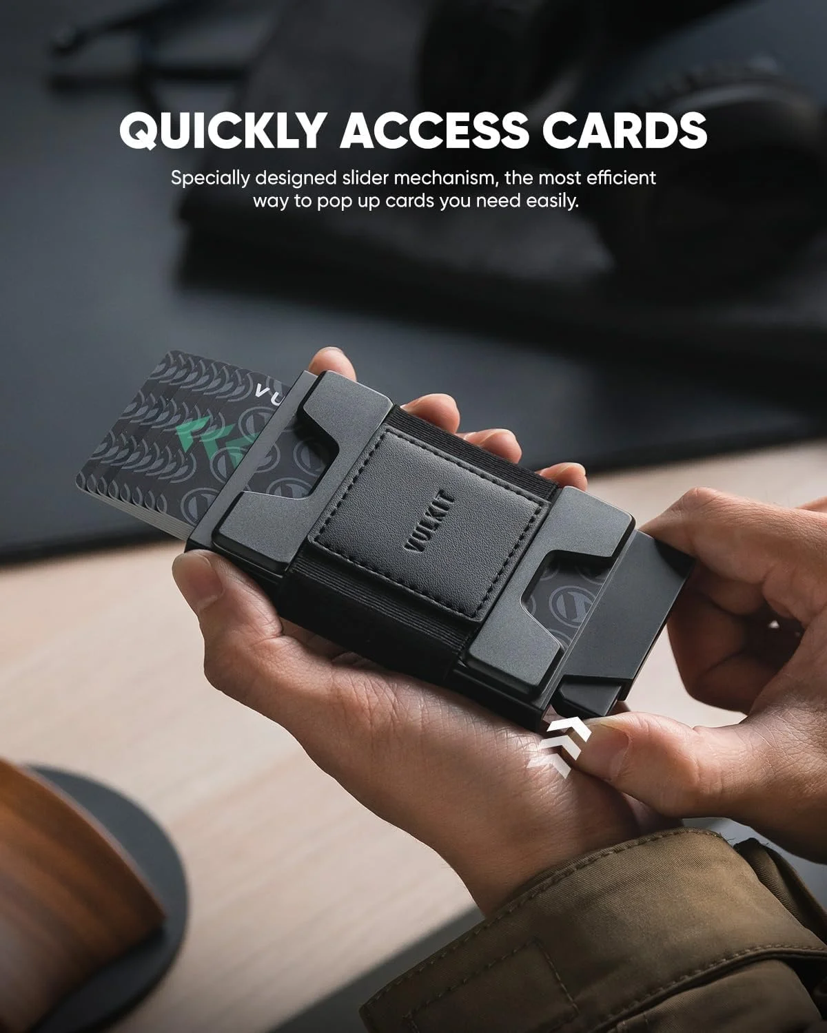 کیف پول مینیمالیستی VULKIT با قابلیت باز شدن سریع، جاکارتی باریک، محافظ RFID با صفحه پشتی قابل گسترش، مناسب برای نگهداری کارت و پول نقد