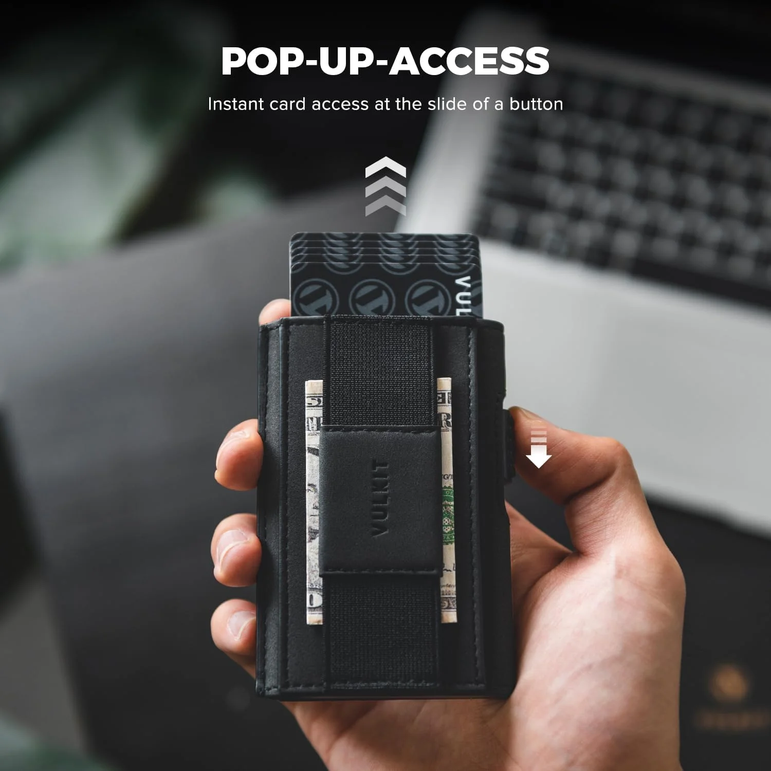 کیف پول باریک VULKIT مدل VC310، مشکی، مینیمالیستی