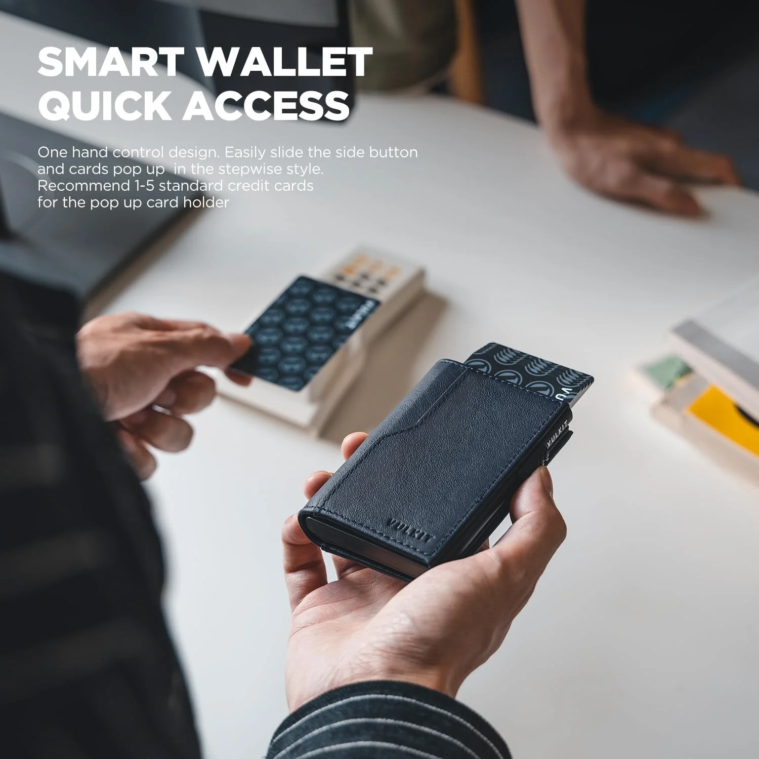 کیف پول کارت VULKIT با دو پنجره شناسایی، مسدود کننده RFID، طراحی مینیمالیستی برای 12 کارت، چرم گاوی درجه یک - سرمه ای، مینیمالیستی کیف پول کارت VULKIT با دو پنجره شناسایی، مسدود کننده RFID، طراحی مینیمالیستی برای 12 کارت، چرم گاوی درجه یک - سرمه ای، مینیمالیستی