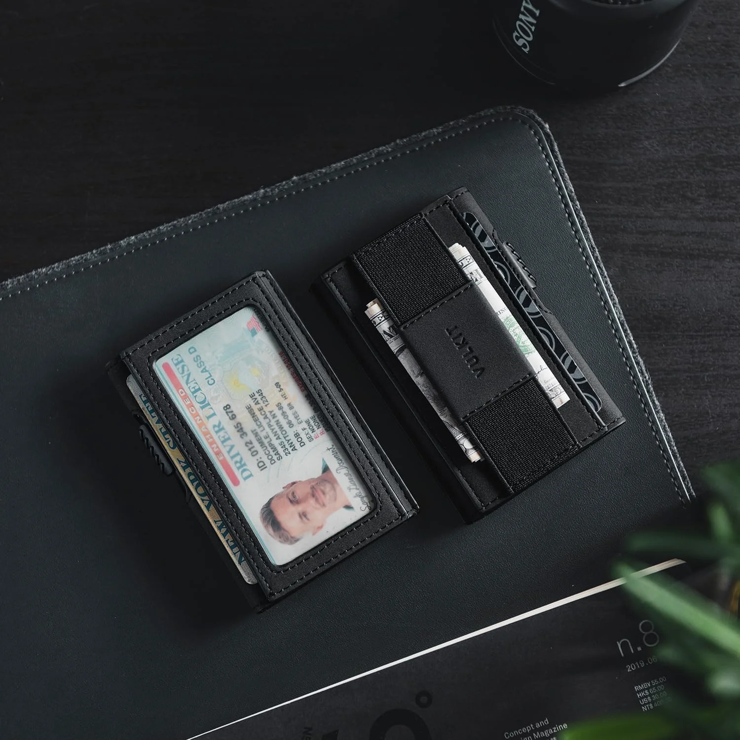 کیف پول باریک VULKIT مدل VC310، مشکی، مینیمالیستی