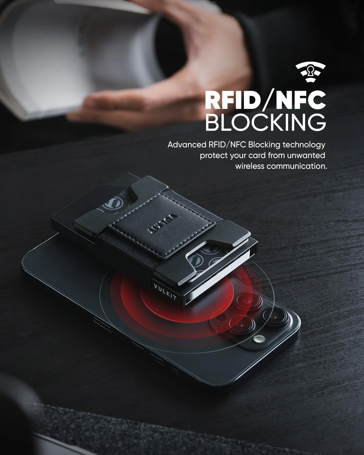 کیف پول مینیمالیستی VULKIT با قابلیت باز شدن سریع، جاکارتی باریک، محافظ RFID با صفحه پشتی قابل گسترش، مناسب برای نگهداری کارت و پول نقد