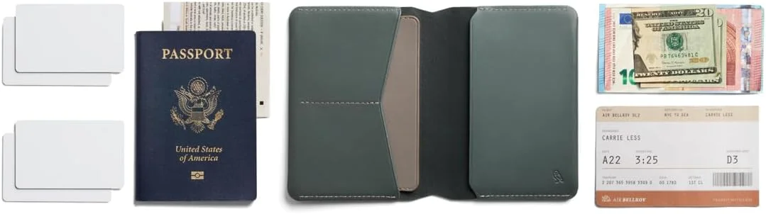 جلد پاسپورت Bellroy (کیف/کیف مسافرتی باریک با اسلات کارت و فضای نگهداری پول نقد به همراه مدارک مسافرتی) - Everglade