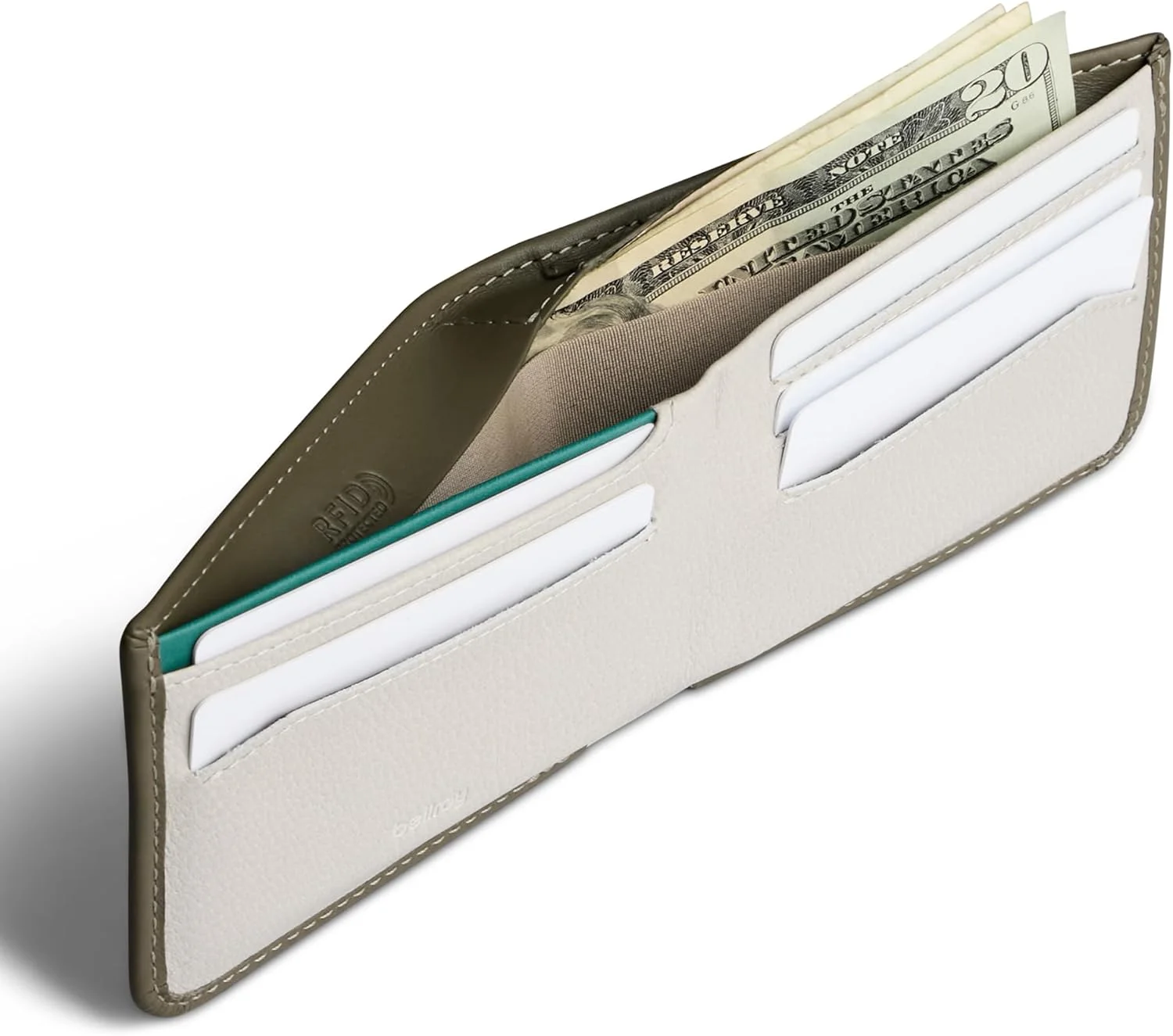 کیف پول چرمی باریک Bellroy Hide & Seek، نسخه های RFID موجود است (حداکثر 12 کارت و پول نقد)