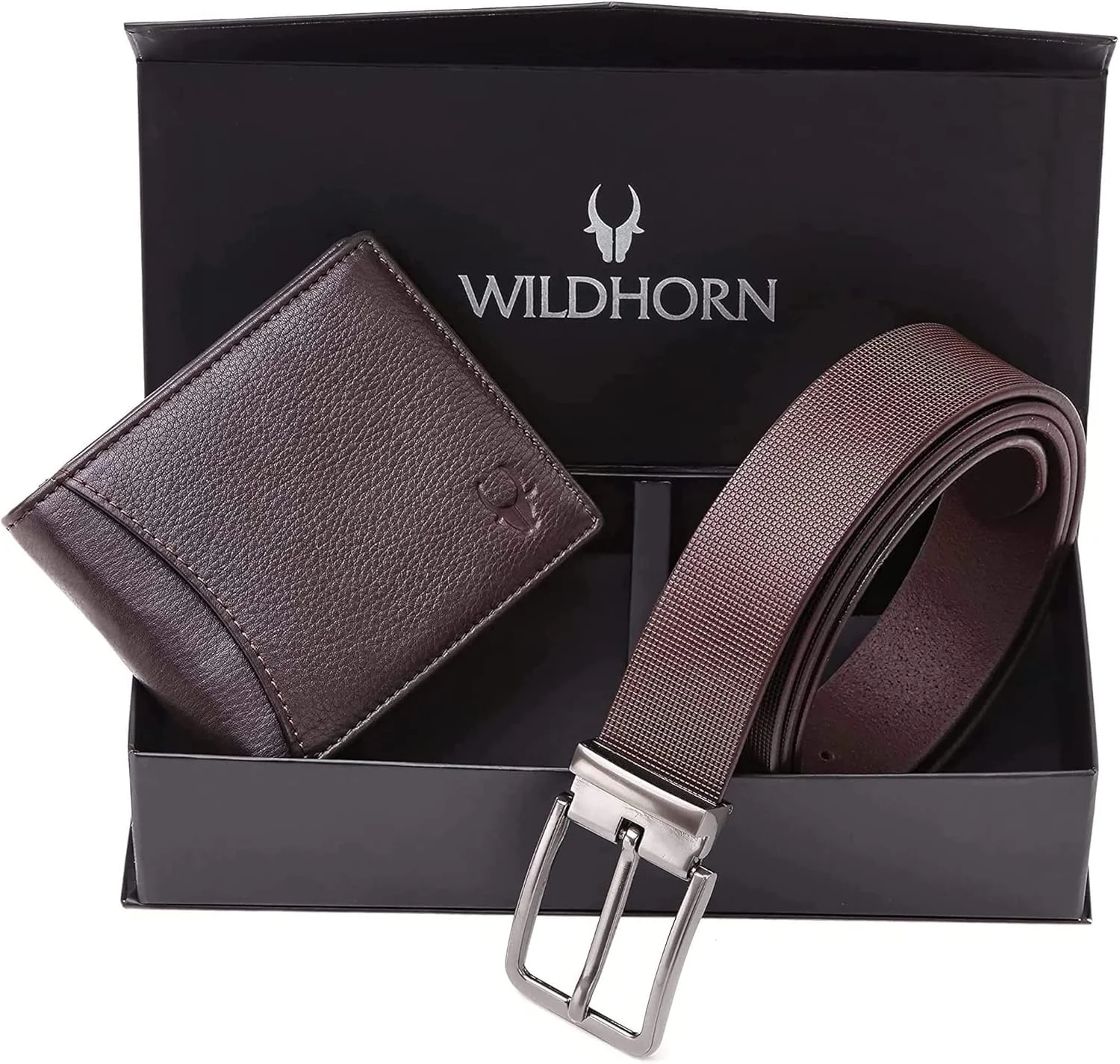 ست هدیه کیف پول و کمربند چرم مردانه WildHorn مدل Carob Brown (WH1253B)