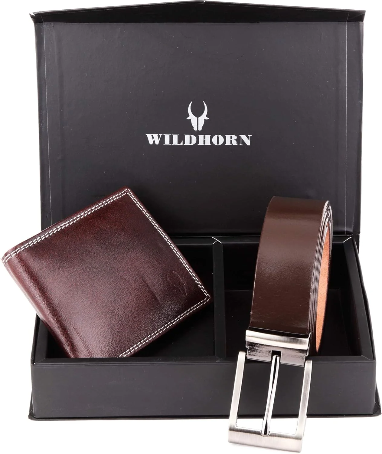 ست هدیه مردانه کیف پول قهوه ای WildHorn