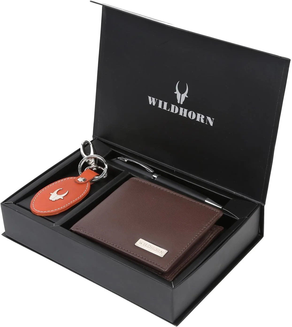 ست هدیه مردانه کیف پول قهوه ای WildHorn