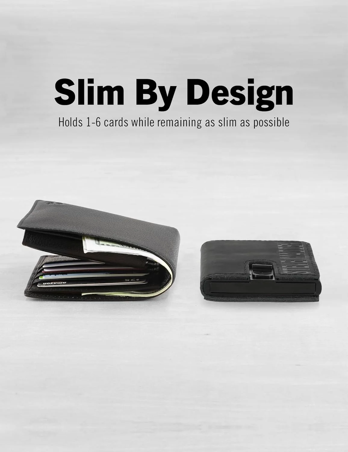 کیف پول کارت و جاکارتی مردانه استیو مادن مدل Minimalist Holder Pop Up Card Wallet & ID Window، مشکی، 2.5 x .5 x 4
