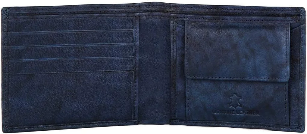 ست هدیه مردانه کیف پول چرمی، جاکلیدی و خودکار WildHorn مدل GIFT2052BLU ANT+BLK S+BLU Kring