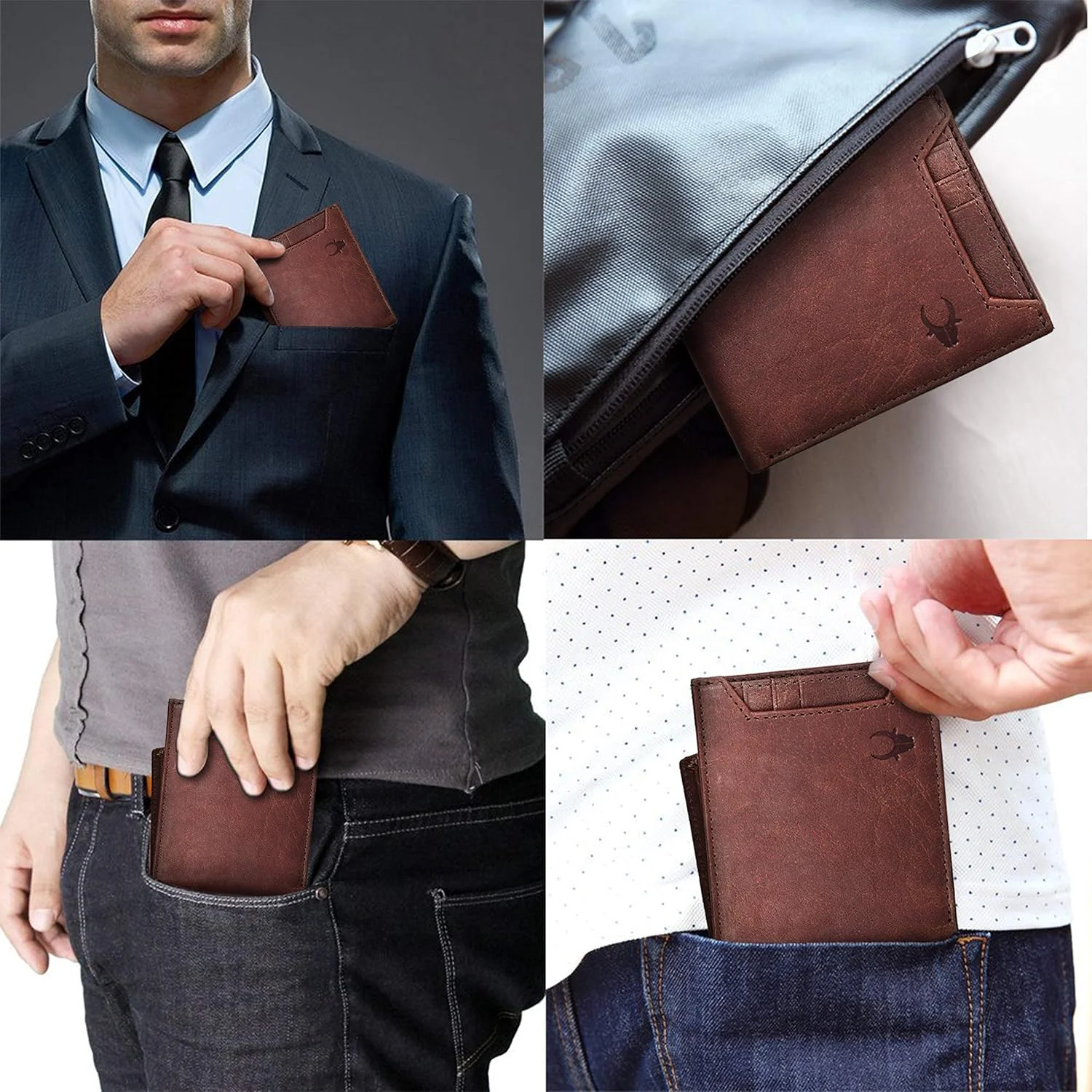 کیف پول چرم مردانه قهوه ای مدل Daniel برند WILDHORN