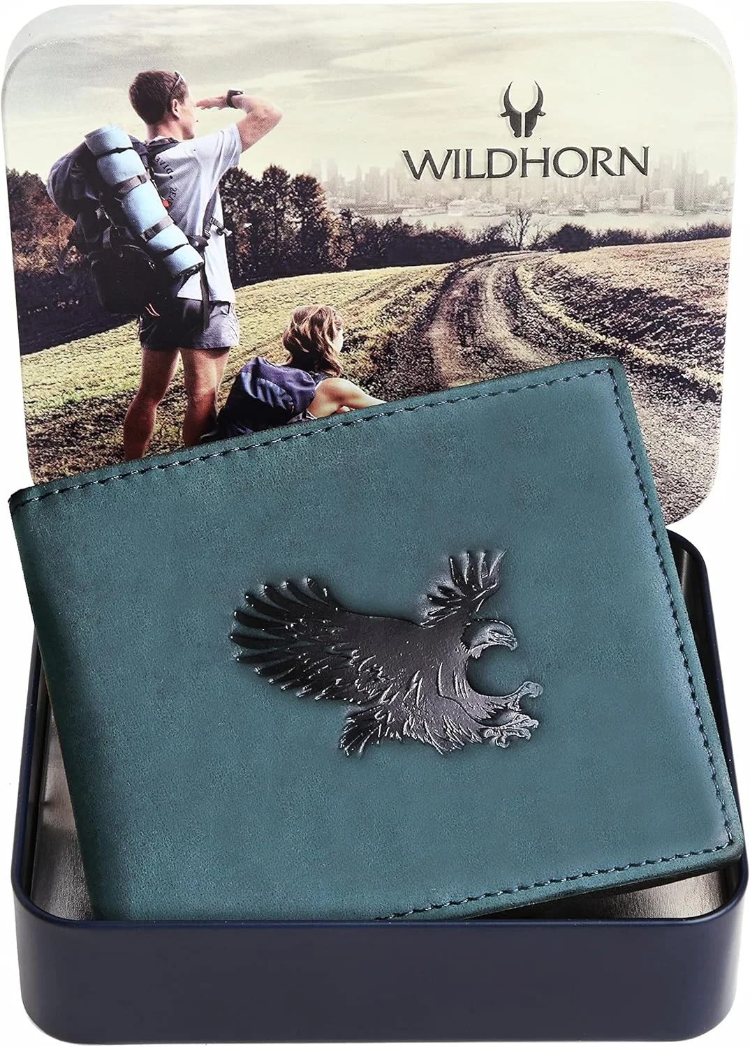 کیف پول چرم مردانه WildHorn آبی (WHEW5000BLUEHUNTER)