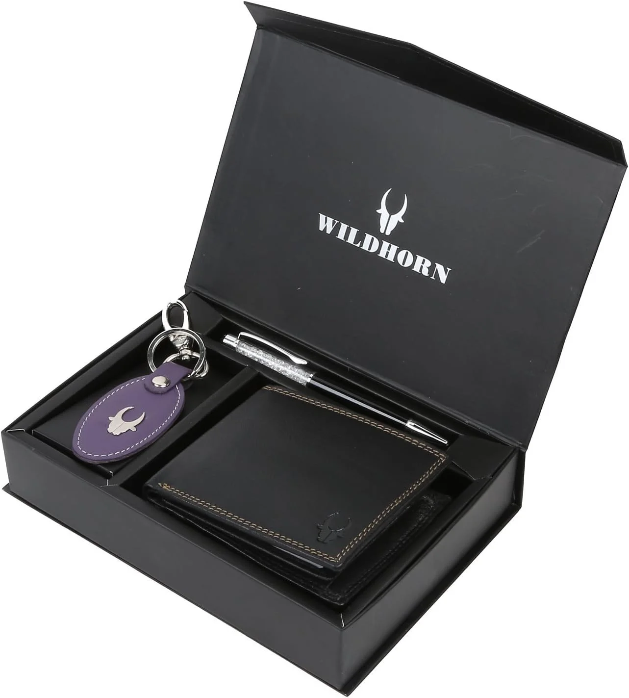 ست هدیه مردانه کیف پول مشکی WildHorn