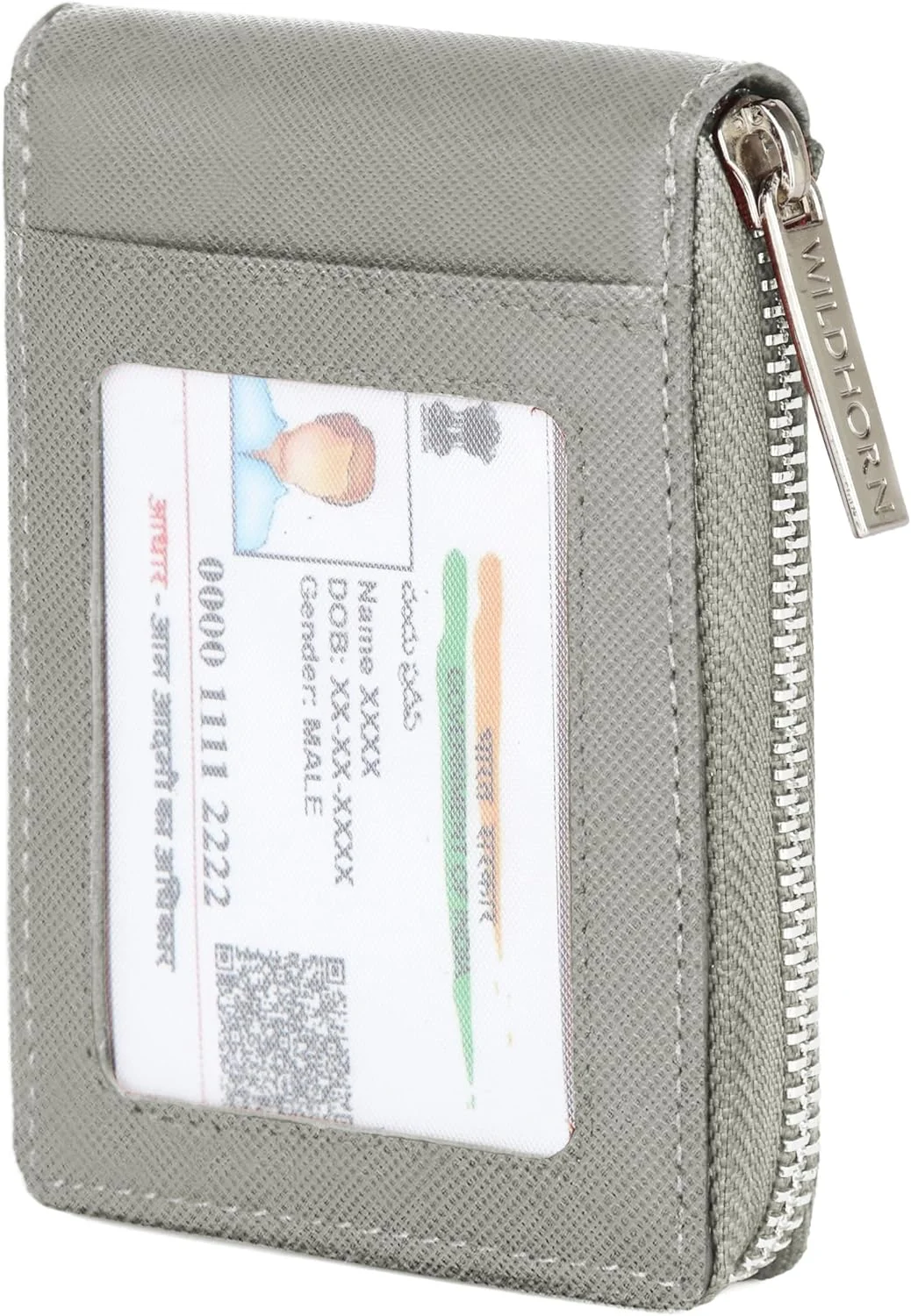 کیف پول چرمی مردانه WildHorn با محافظ RFID، خاکستری
