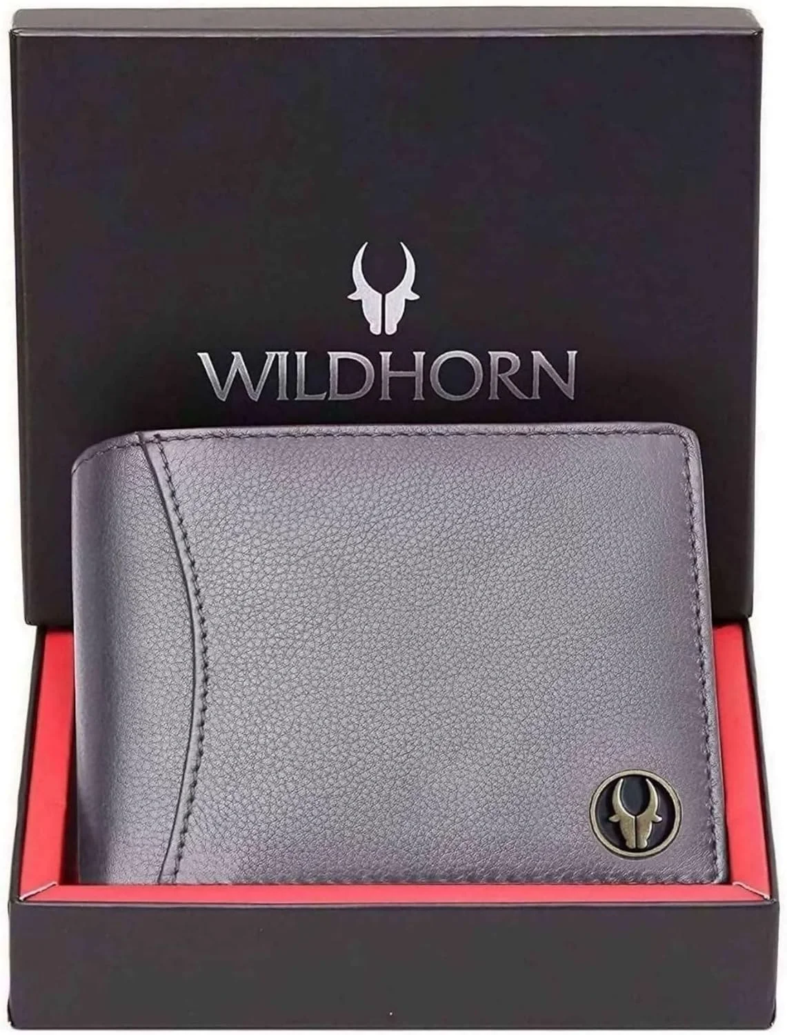کیف پول چرمی مردانه WildHorn با محافظ RFID، خاکستری
