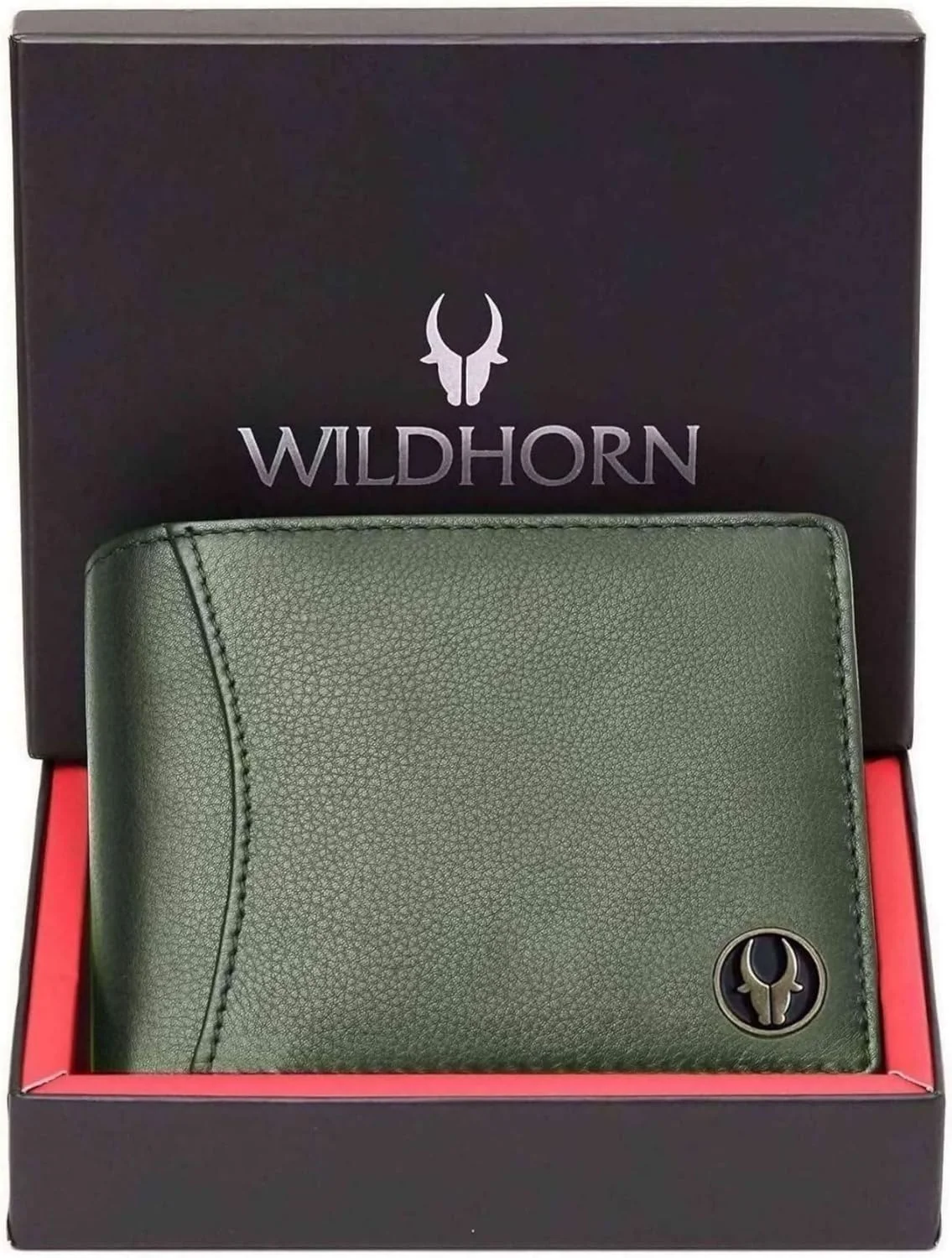 کیف پول چرمی مردانه WildHorn با محافظ RFID، طرح سبز