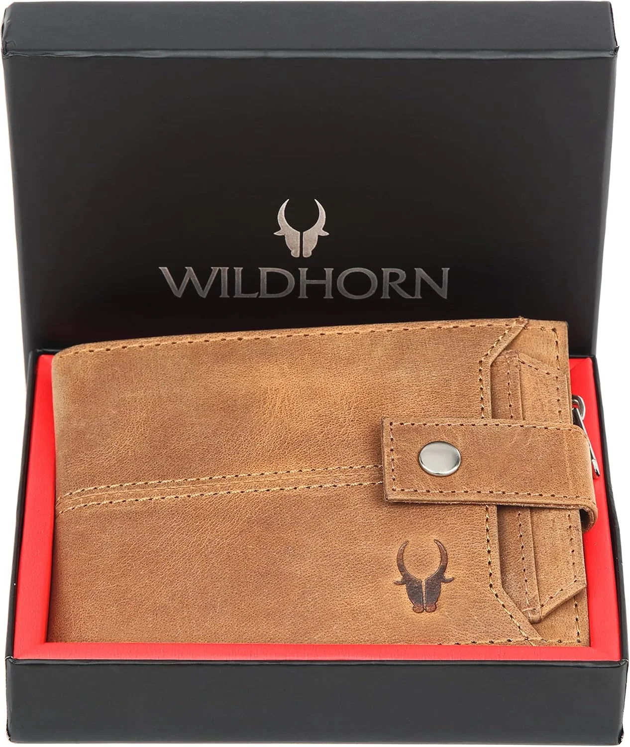 کیف پول چرمی مردانه WildHorn محافظت شده با RFID، تان هانتر