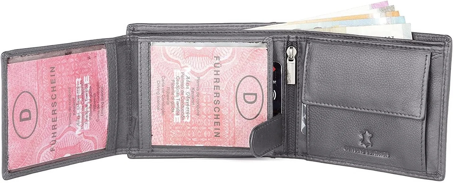کیف پول چرمی مردانه WildHorn با محافظ RFID، خاکستری