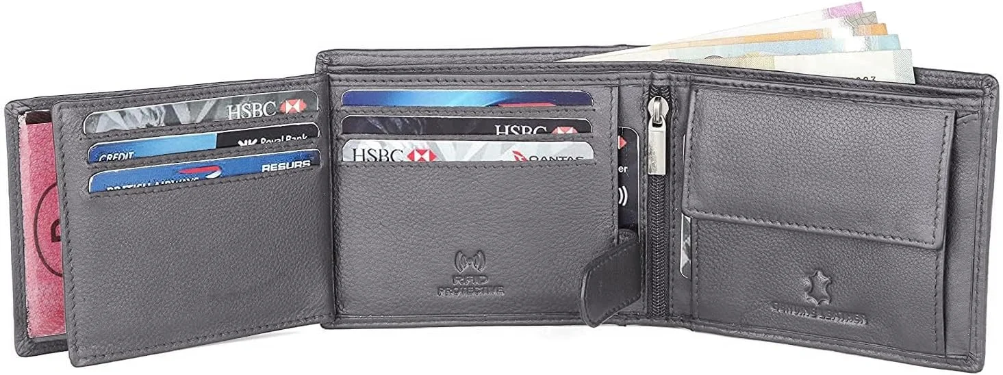 کیف پول چرمی مردانه WildHorn با محافظ RFID، خاکستری