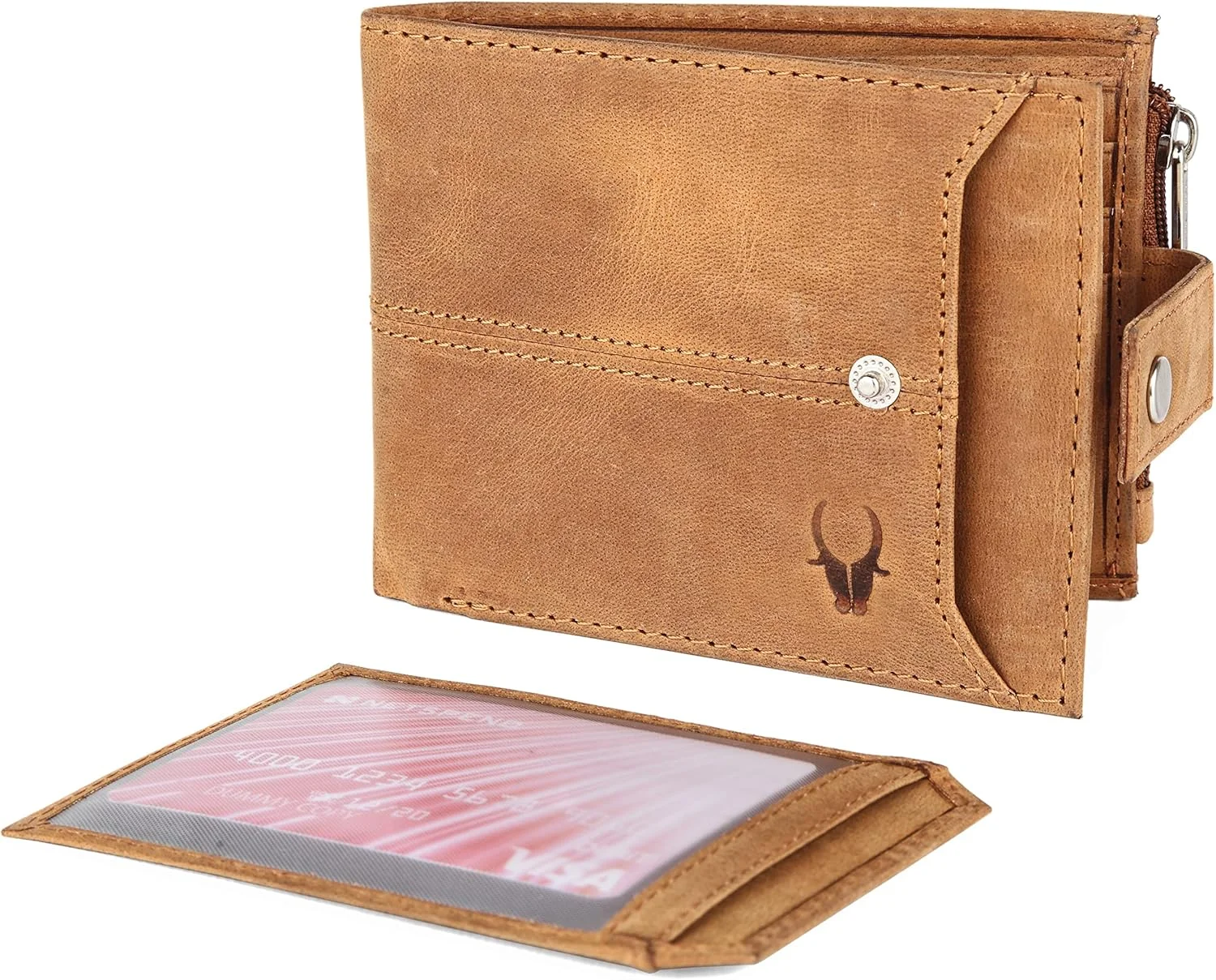 کیف پول چرمی مردانه WildHorn محافظت شده با RFID، تان هانتر