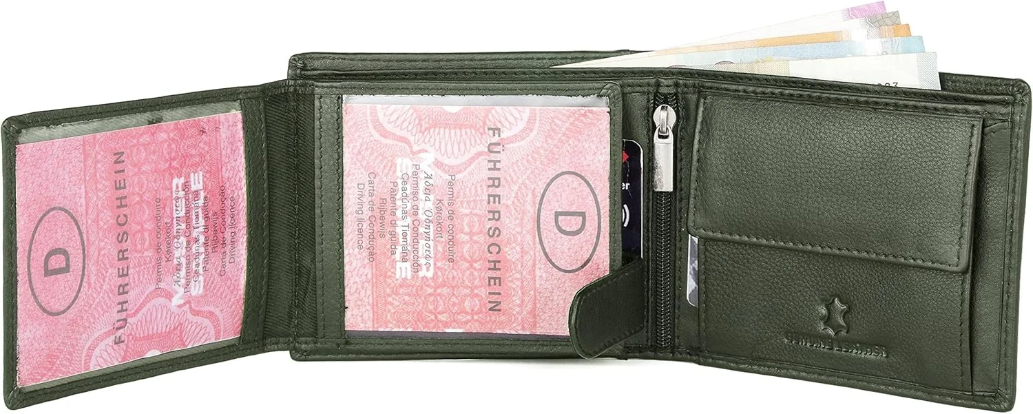 کیف پول چرمی مردانه WildHorn با محافظ RFID، طرح سبز